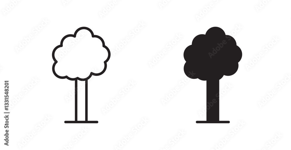 Poster Tree vector icon set in black color.