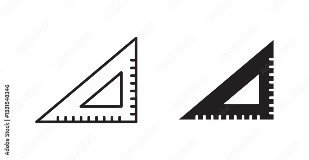 Poster Triangle Ruler vector icon set in black color.