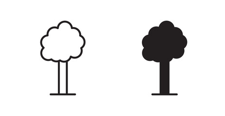 Tree vector icon set in black color.