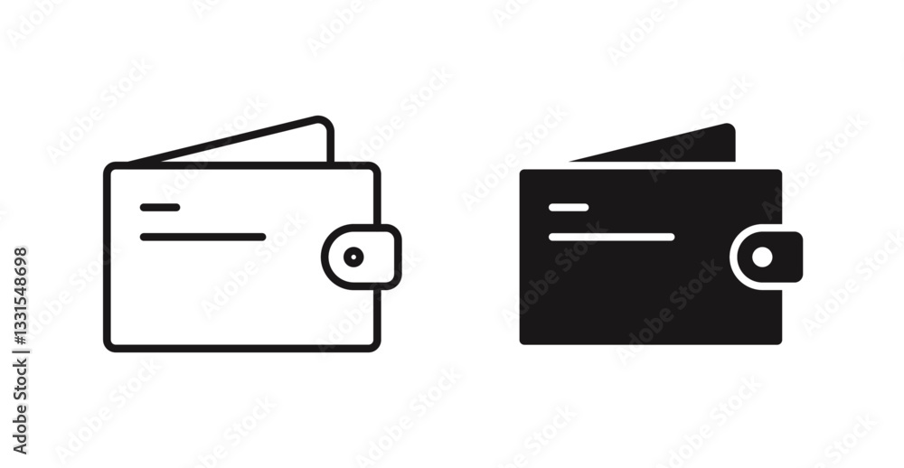 Poster wallet vector icon set in black color.