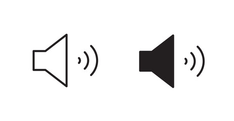 Volume vector icon set in black color.