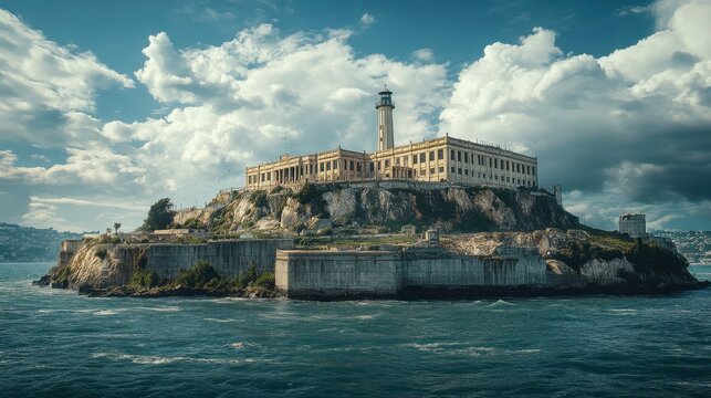 Exploring historic alcatraz island san francisco aerial view of architectural coastal landmark in cultural setting