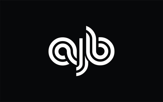AJB Creative Unique Modern Letter Logo Design. Stylized logo featuring a unique letter design, presenting abstract minimalist aesthetics and modern appeal.