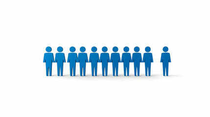 Diverse Group of Blue Human Figures with Different Shapes and Sizes