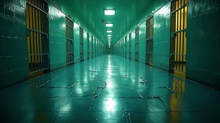 Exploring life behind bars prison hallway correctional facility photography stark environment ground level incarceration