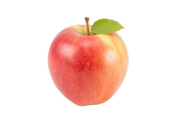 Fresh Red Apple with Leaf on White Background for Healthy Eating