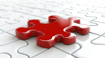 Connecting the final piece puzzle game setup indoor space minimalist design close-up view problem-solving concept