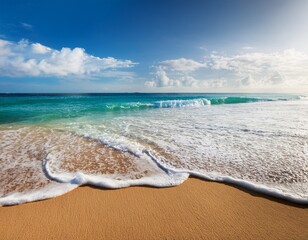 serene beach scene coastal view summer ocean waves sea sky day sand