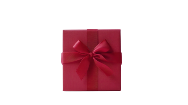 Bright red gift box with ribbon ready for celebration on special occasion