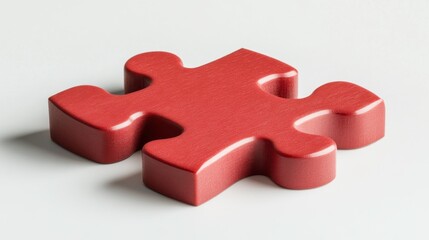 Obraz premium Solving the puzzle a red piece on a table close-up focus minimalist style creative concept