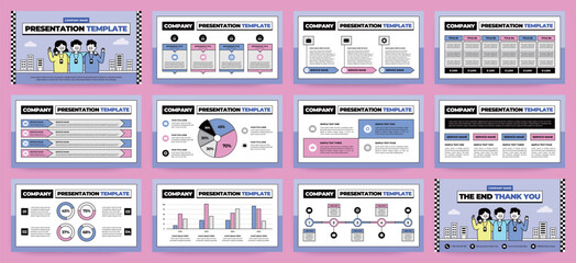 Modern presentation slide templates. Infographic elements template set for web, print, annual report brochure, business flyer leaflet marketing and advertising template. Vector Illustration.