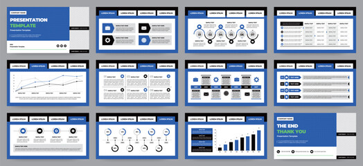 Modern presentation slide templates. Infographic elements template set for web, print, annual report brochure, business flyer leaflet marketing and advertising template. Vector Illustration.