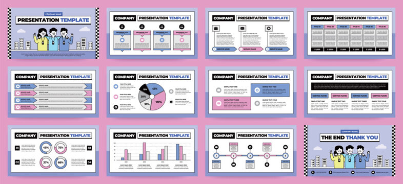 Modern presentation slide templates. Infographic elements template set for web, print, annual report brochure, business flyer leaflet marketing and advertising template. Vector Illustration.