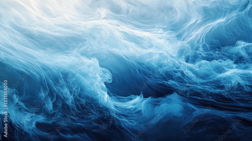 Poster abstract blue ocean wave texture with soft light and flowing patterns for background or artistic use