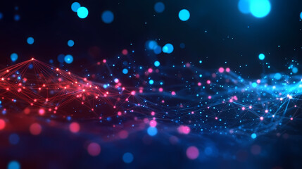 Red and Blue Dot Network Abstract