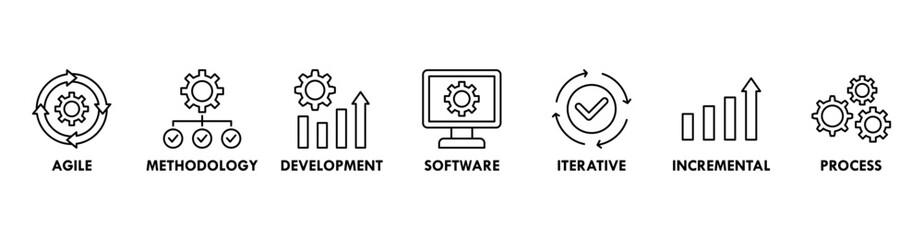 Scrum development banner web icon vector illustration concept with icon of agile, methodology, development, software, iterative, incremental and process