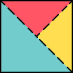 3D Square with Diagonal Division