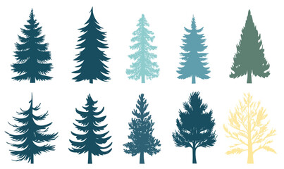 Obraz premium Minimalistic Pine Tree Vector Set for Nature and Design Projects