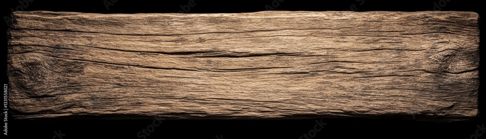 Poster a close-up view of a textured piece of weathered wood, showcasing its intricate grain patterns and n