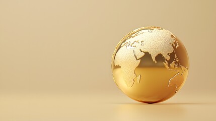 Shiny Gold Globe on Golden Background Symbolizing Global Wealth