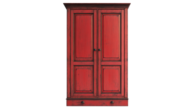 Beautiful red wooden cabinet suitable for home or office storage in a contemporary setting