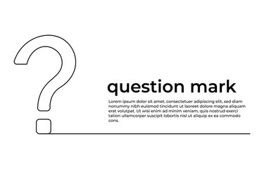 Question mark one line art, hand drawn asking sign, idea continuous contour. Query FAQ concept, finding answer