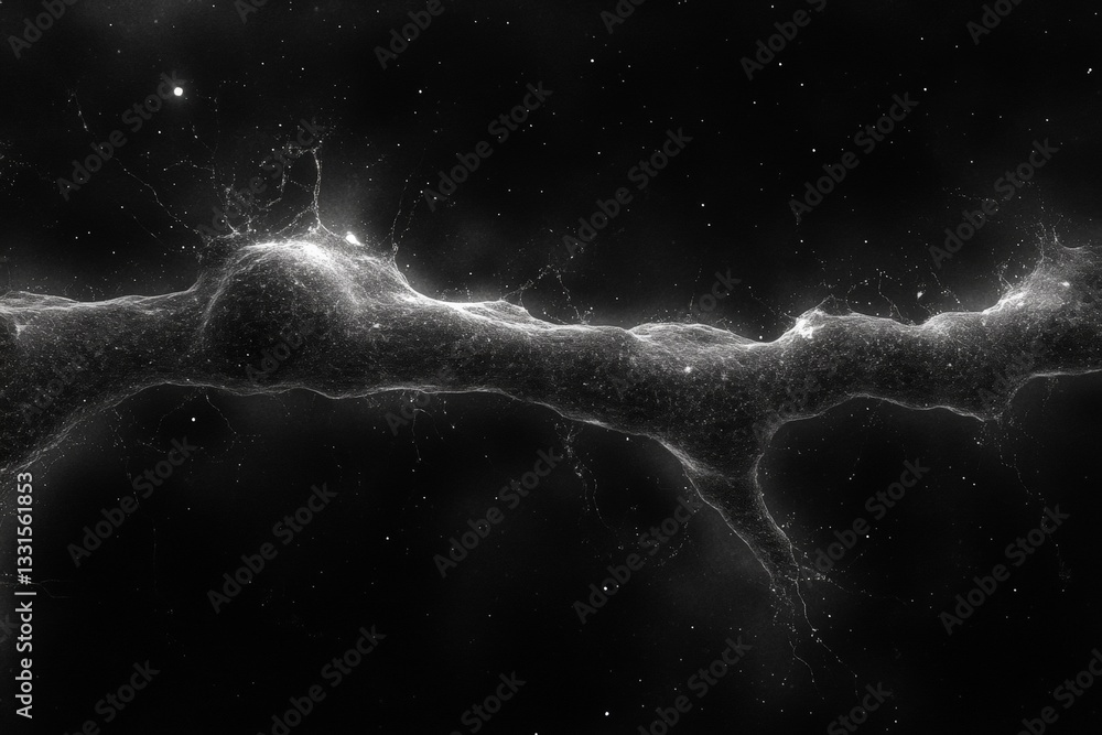 Poster unveiling the intricate details of a cosmic veil in dark space