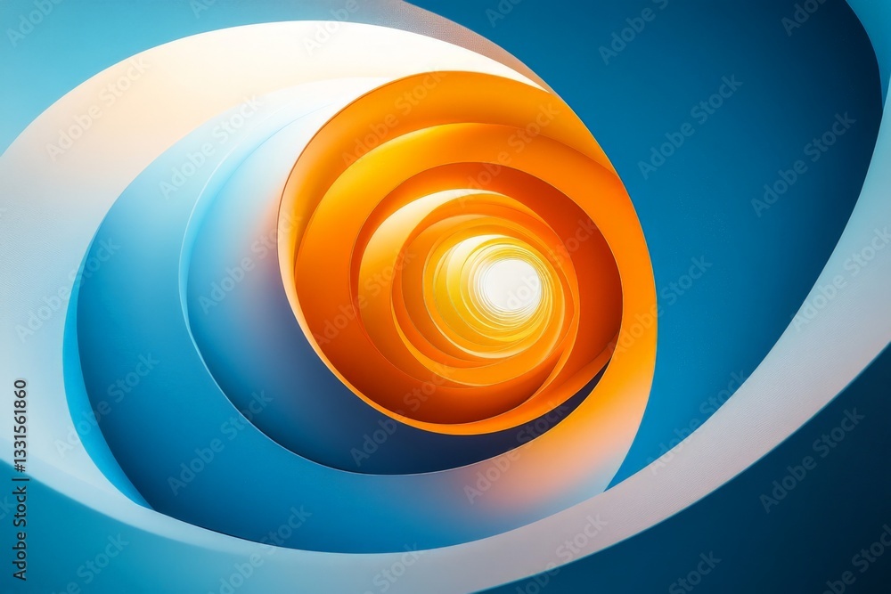Leinwandbilder Swirling patterns of orange and blue create a mesmerizing tunnel effect in a bright, abstract design
