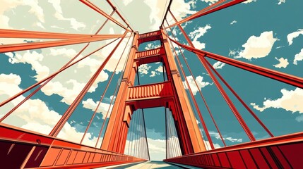 Stunning view of the golden gate bridge san francisco digital art urban landscape low angle architectural beauty