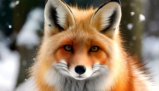 A close-up of a fox's head and neck.