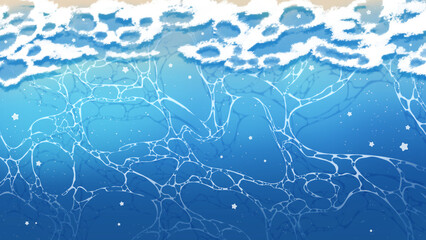 Background image: Beautiful blue ocean waves hitting the beach.