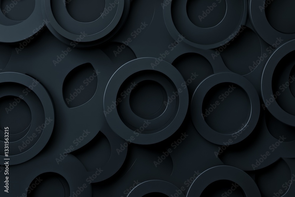 Poster black circular shapes layered together create a modern textured background design in an abstract sty