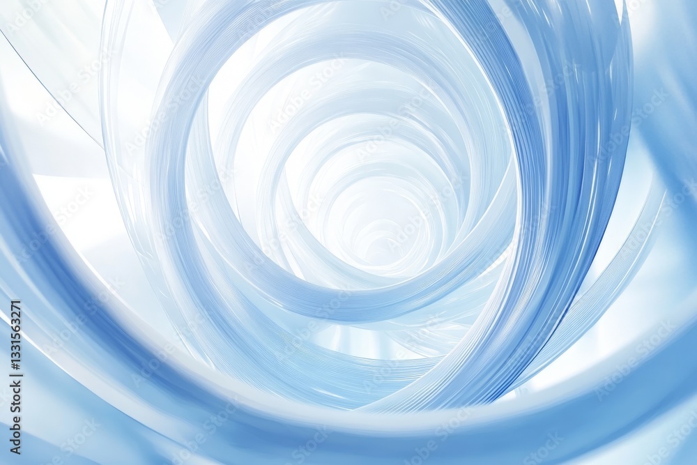 Poster abstract spiral design in soft blue tones creating a soothing and dreamy atmosphere in a modern arti