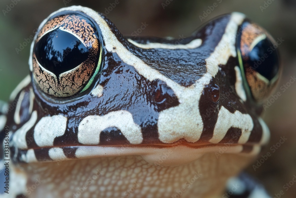 Aufkleber unique close-up of a frog showcasing intricate patterns and vibrant colors in a natural habitat duri