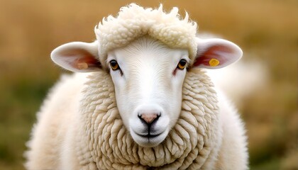 Obraz premium sheep with white wool and tags on its ears.