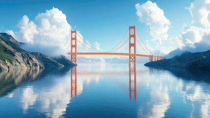 Golden gate bridge reflection san francisco landscape photography serene water wide angle iconic structure