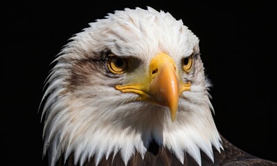 Obraz premium Close-up portrait capturing the majestic gaze of a bald eagle, a symbol of freedom and power