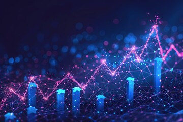 The Concept of Abstract Digital Growth Illustrated with Beautifully Glowing Arrows Representing Progress