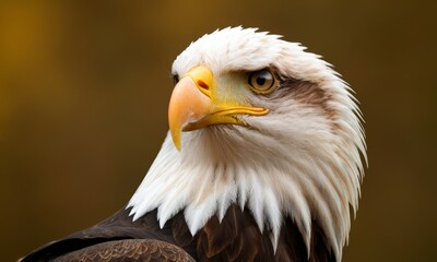 Obraz premium Majestic bald eagle portrait showcasing intricate feather details