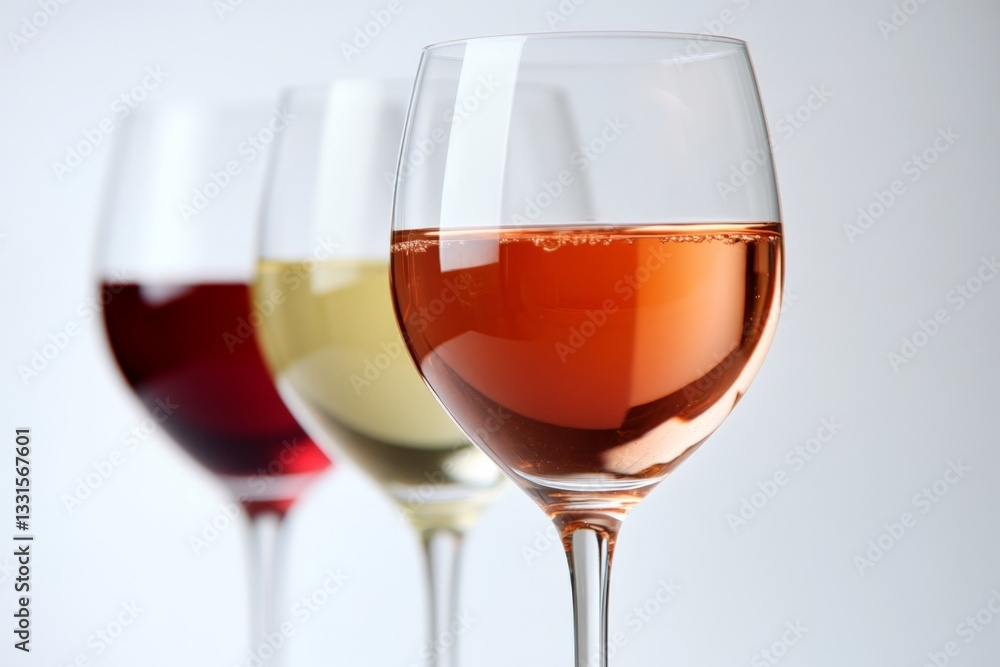 Poster different types of wine displayed in elegant glasses showcasing their unique colors and qualities