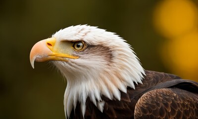 Obraz premium Majestic Bald Eagle Profile, A Close-Up on Nature's Symbol of Freedom
