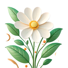 A beautifully crafted 3D render of a flower in soft pastel colors, set against a large white background, exuding elegance, serenity, and natural charm