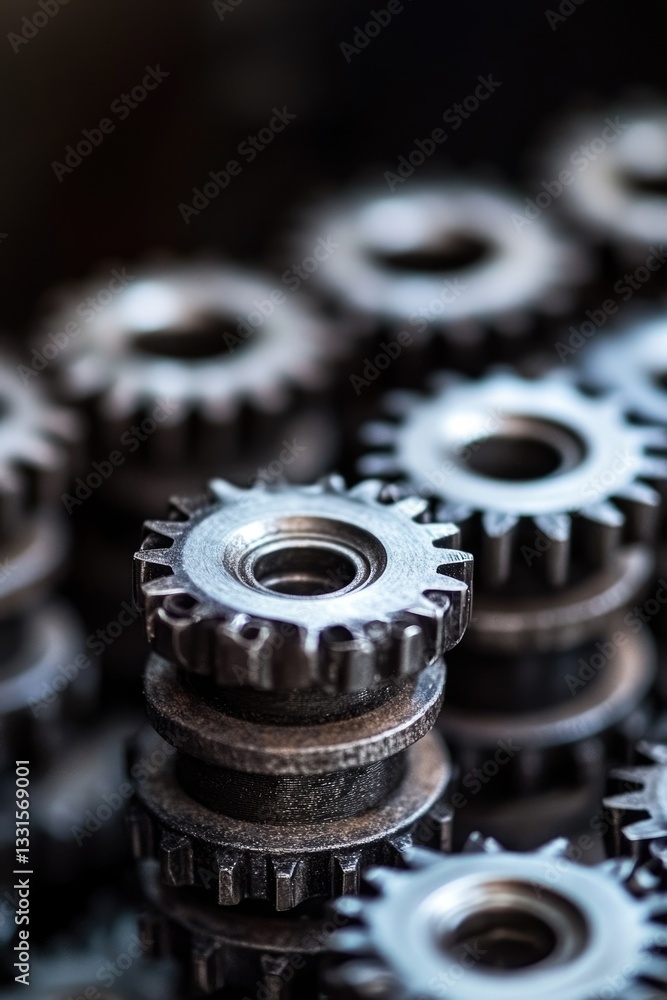 Poster Mechanical components on a surface, ideal for use in diagrams or illustrations about machinery and engineering