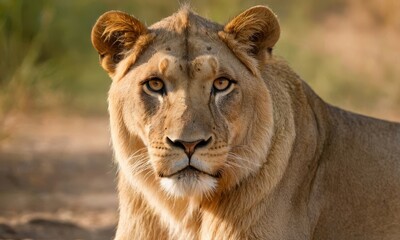Obraz premium Magnificent Lioness Portrait Captures the Beauty and Power of the African Wild