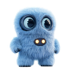 A Fluffy 3D Cartoon Robot Isolated on Transparent Background