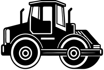 Road Roller black silhouette vector, Simple silhouette Design vector icon with white background.