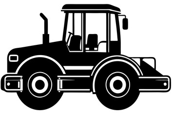Road Roller black silhouette vector, Simple silhouette Design vector icon with white background.