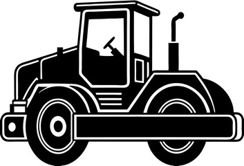 Road Roller black silhouette vector, Simple silhouette Design vector icon with white background.