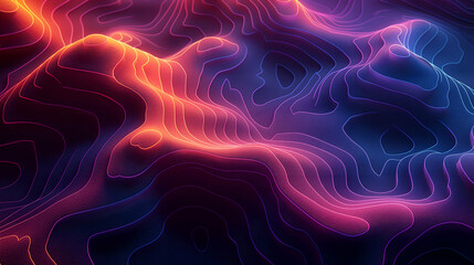 Fototapeta premium Topographic Lines Neon Gradient, Vibrant Colors for Modern Digital Art Background