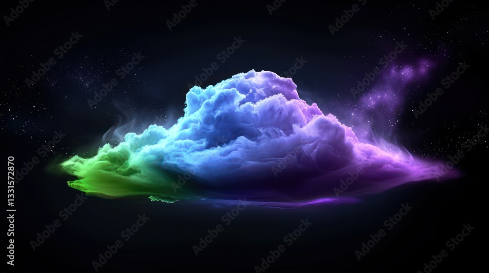 Poster celestial canvas: a luminous cloud formation, painted with an ethereal spectrum of colors, floats in